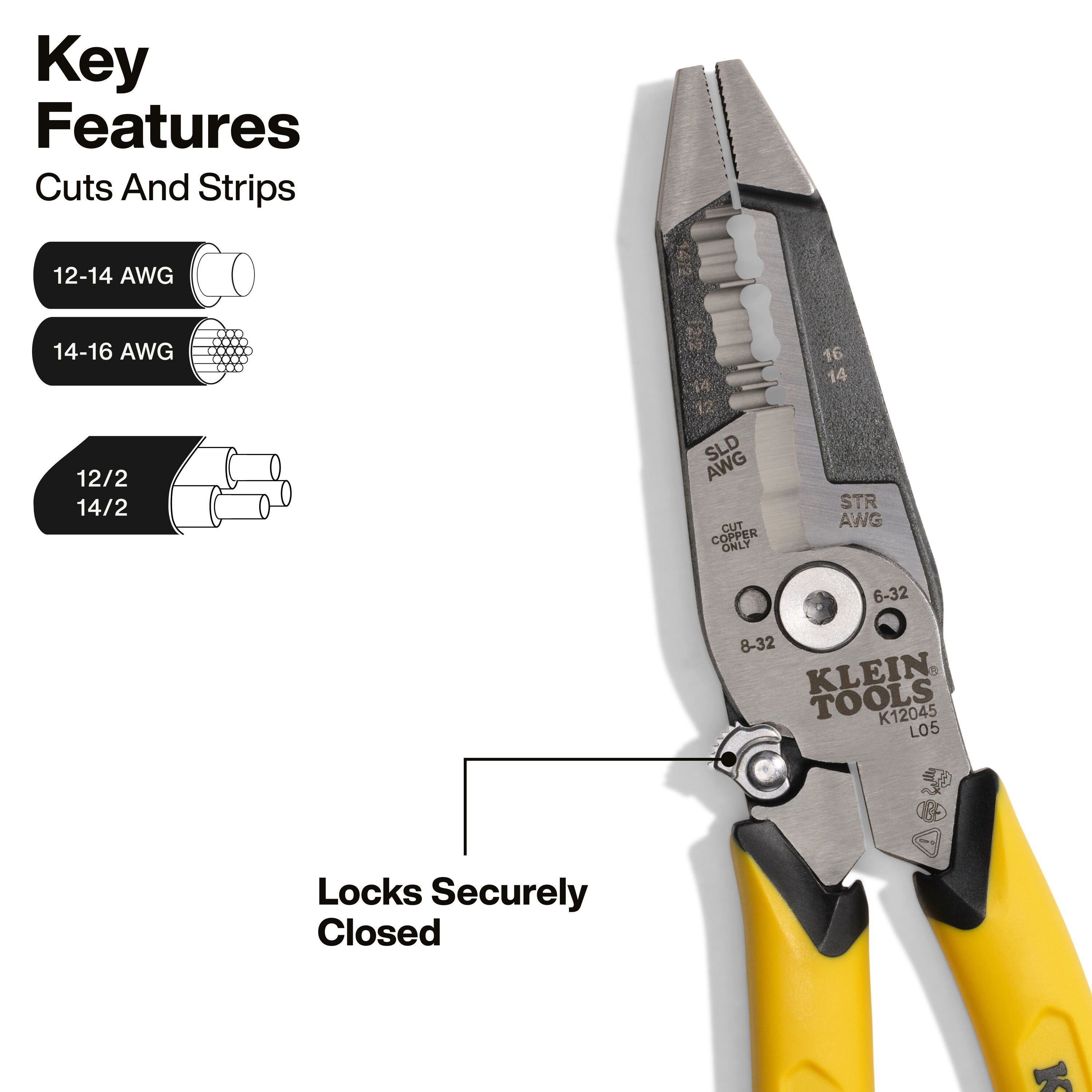 Klein Tools K12045 Slim-Forged Dual NM Cable Stripper/Cutter - Edmondson Supply