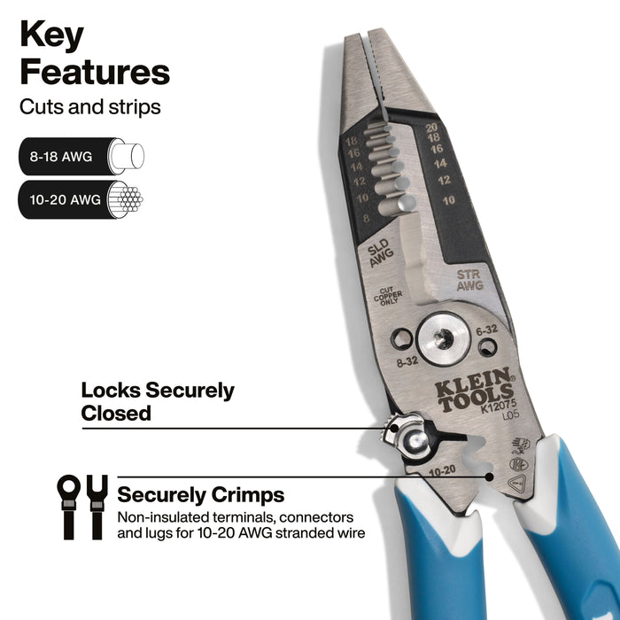 Klein Tools K12075 Slim-Forged Wire Stripper / Cutter - Edmondson Supply