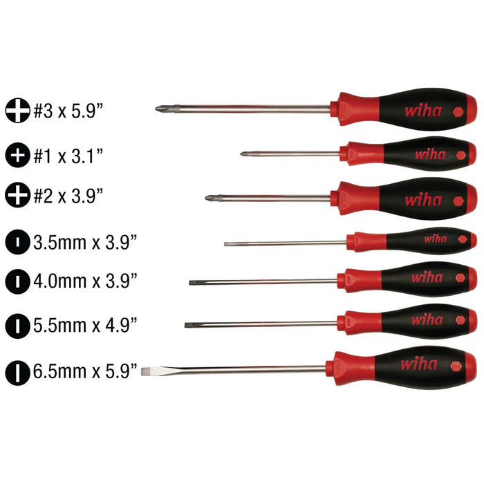 Wiha Tools 30278 7 Piece SoftFinish Slotted and Phillips Screwdriver Set - Edmondson Supply