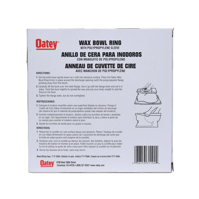 Oatey® 31194 Wax Bowl Ring with sleeve