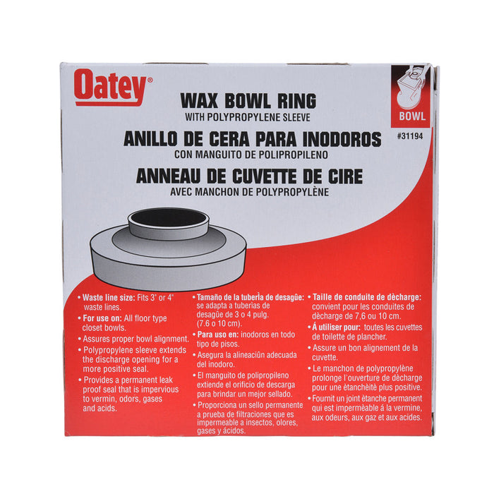 Oatey® 31194 Wax Bowl Ring with sleeve