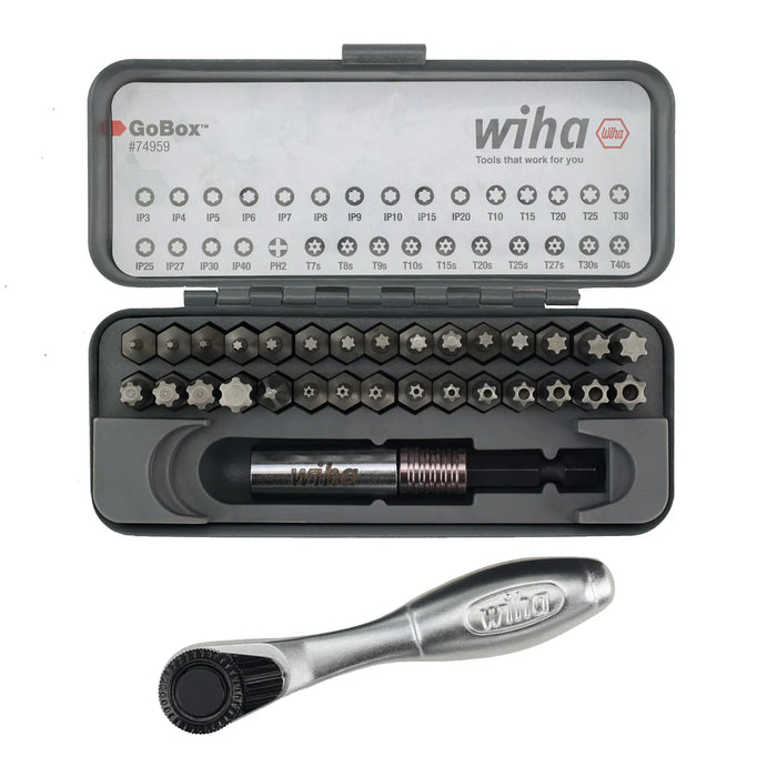 Wiha Tools 74959 32 Piece GoBox Master Torx Bit Set with Mini Ratchet - Edmondson Supply