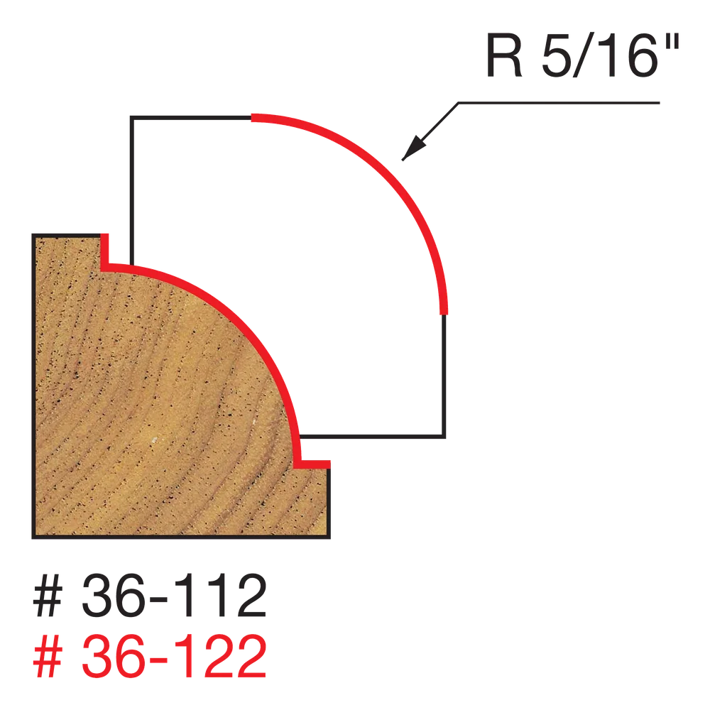 Freud 36-112 5/16" Radius Beading Bit (Shank Dia. 1/4") - Edmondson Supply