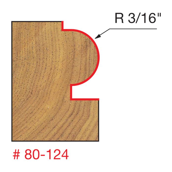 Freud 80-124 3/16" Radius Traditional Beading Bit (Shank Diameter: 1/2") - Edmondson Supply