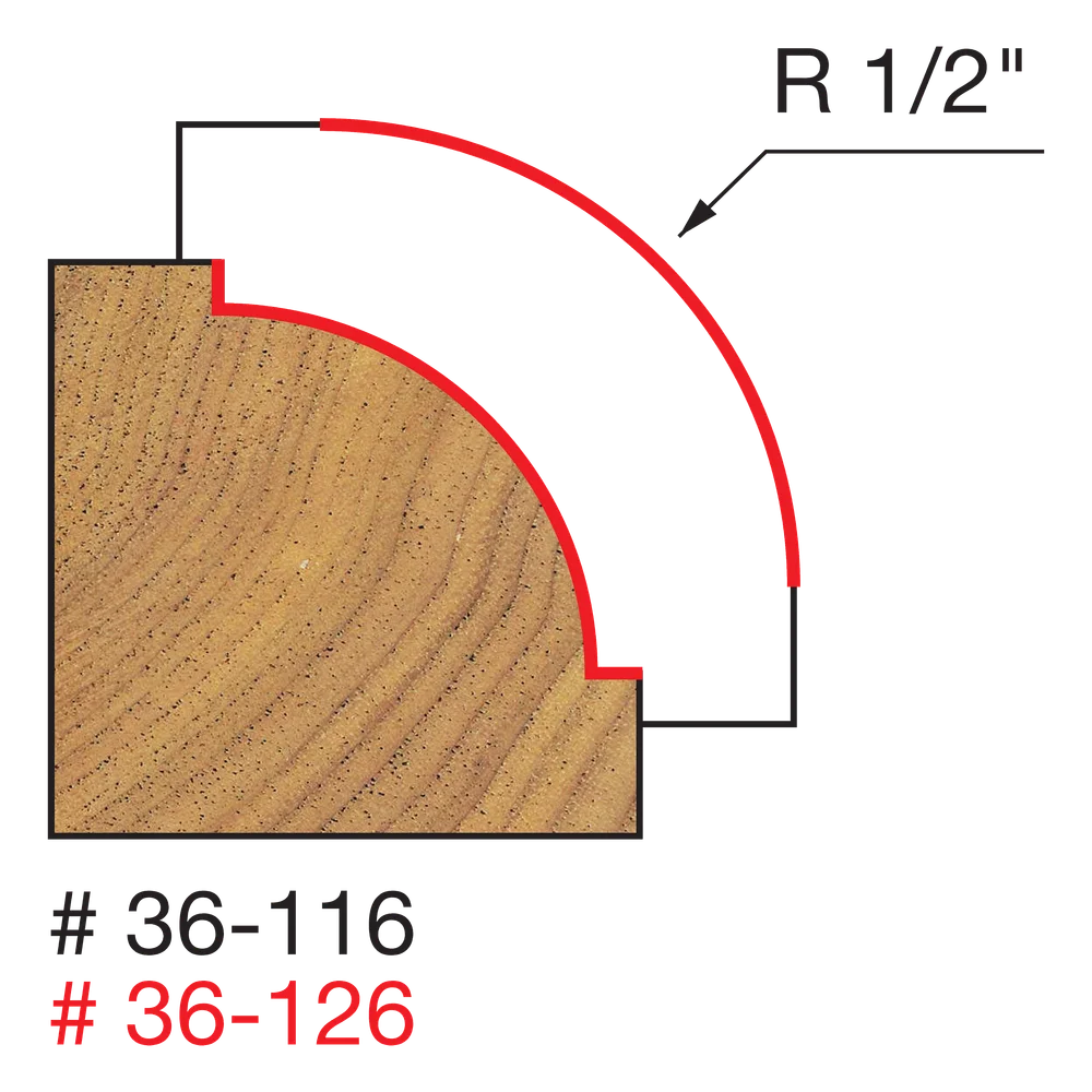 Freud 36-116 1/2" Radius Beading Bit (Shank Dia. 1/4") - Edmondson Supply