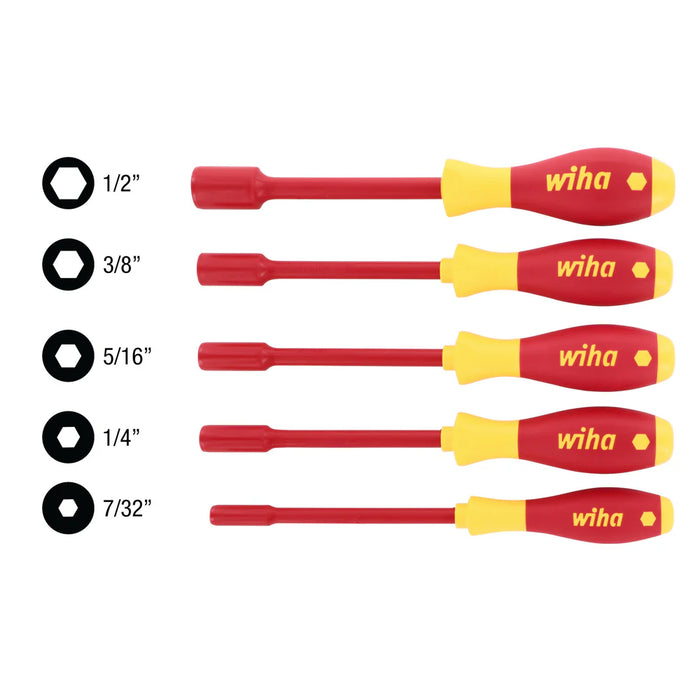 Wiha Tools 32292 5 Piece Insulated SoftFinish Nut Driver Set - Inch - Edmondson Supply