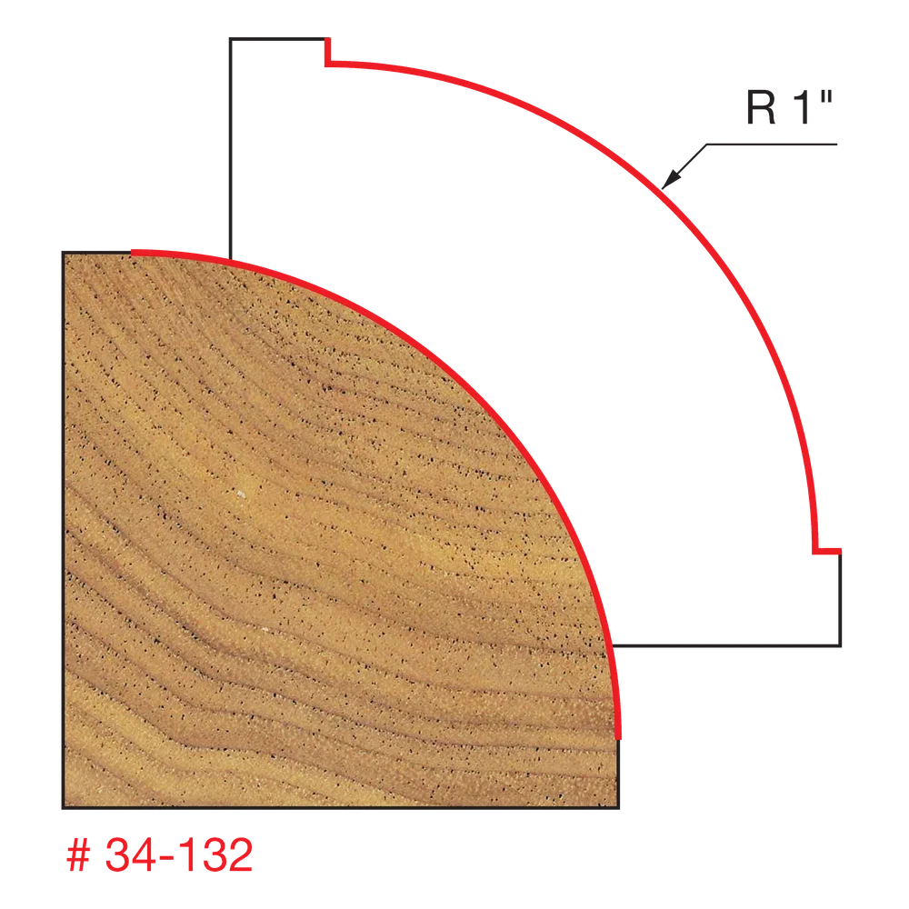 Freud 34-132 1" Radius Rounding Over Bit (Shank dia. 1/2") - Edmondson Supply