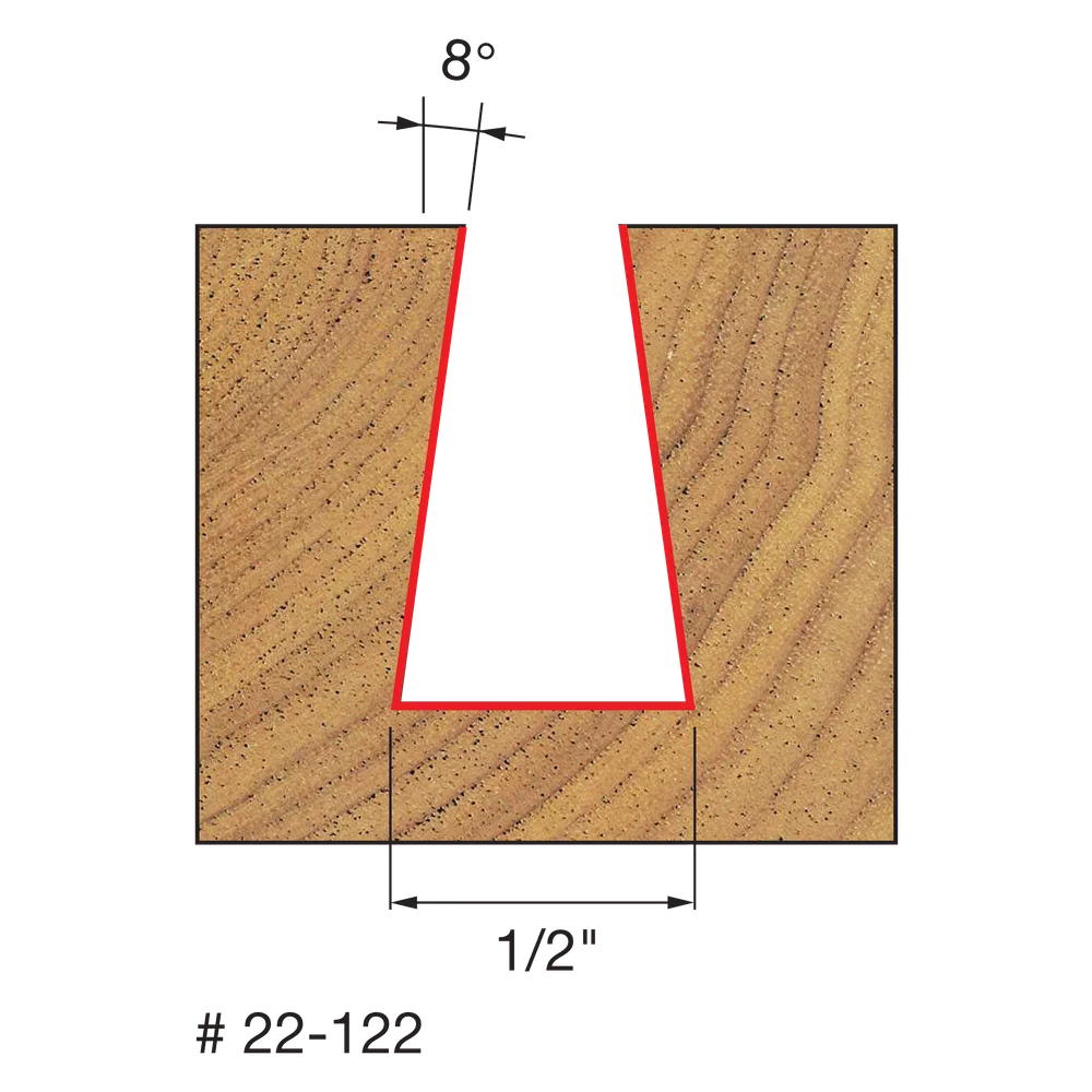 Freud 22-122 1/2" Dovetail Bit (Overall Length- 2-3/4") - Edmondson Supply