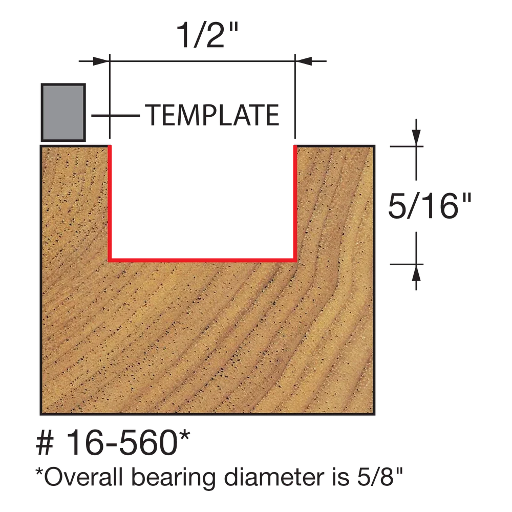 Freud 16-560 1/2" Mortising Bit (Carbide Height 5/16") - Edmondson Supply