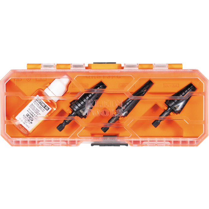 Klein Tools QRST3PC Premium All Purpose Quick Release Step Bit Kit, 3 Piece - Edmondson Supply