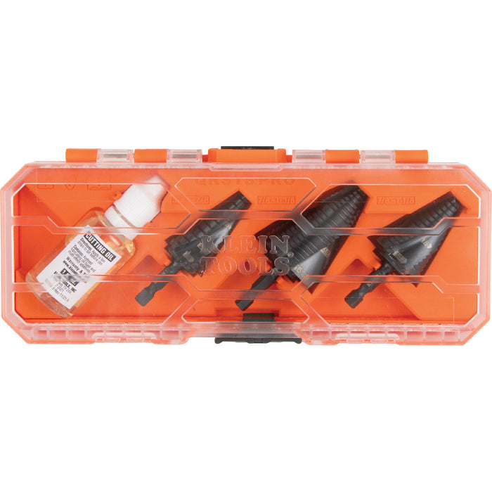 Klein Tools QRSTSPRO Premium Electrician's Quick Release Step Bit Set, 3 Piece - Edmondson Supply