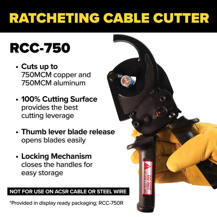 Jameson Tools RCC-750 Ratcheting Cable Cutter, 750 MCM - Edmondson Supply