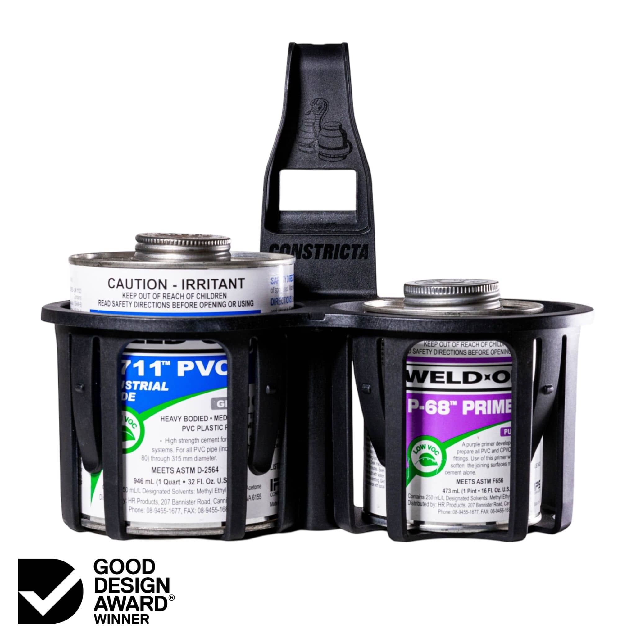 Rebend Industries Constricta Multi Pot Grip Glue & Primer Caddy, Black