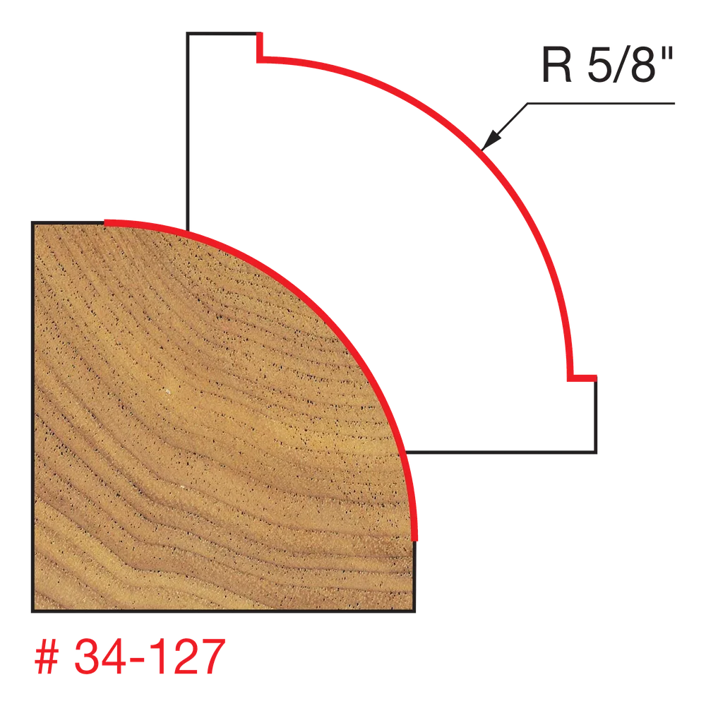 Freud 34-127 5/8" Radius Rounding Over Bit (Shank dia. 1/2") - Edmondson Supply