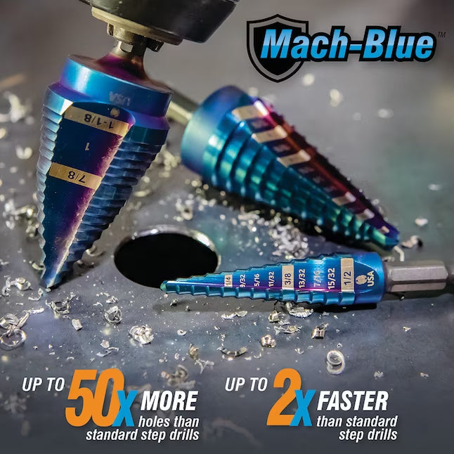 SPYDER 19022 Mach-Blue 3/16″ – 7/8″ 12-Step Bit - Edmondson Supply