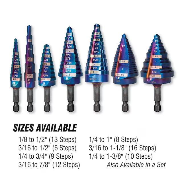 SPYDER 19024 Mach-Blue 1/4″ – 1-3/8″ 10-Step Bit - Edmondson Supply