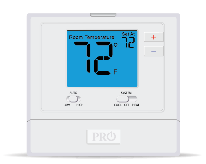 PRO1 IAQ T731 Digital Non-Programmable PTAC Thermostat, 2 Heat - 1 Cool, Heat Pump/Conventional, Wired