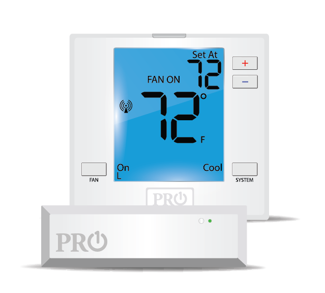 PRO1 IAQ T731W Digital Non-Programmable Wireless PTAC Thermostat, 2 Heat - 1 Cool, Heat Pump/Conventional