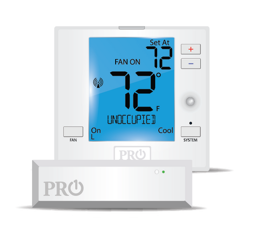 PRO1 IAQ T731WO Digital Non-Programmable Wireless PTAC Thermostat, 2 Heat - 1 Cool, with Occupancy Sensor - Edmondson Supply