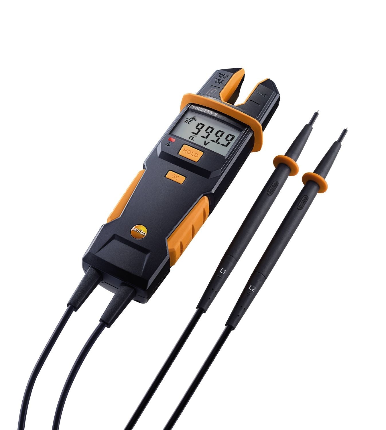Testo 0590 7552 755-2 - Current / Voltage Meter with 200 A AC, 1000 V AC/DC, Continuity, and Phase Rotation Tester - Edmondson Supply