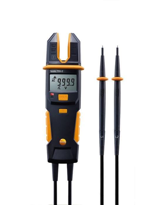 Testo 0590 7552 755-2 - Current / Voltage Meter with 200 A AC, 1000 V AC/DC, Continuity, and Phase Rotation Tester