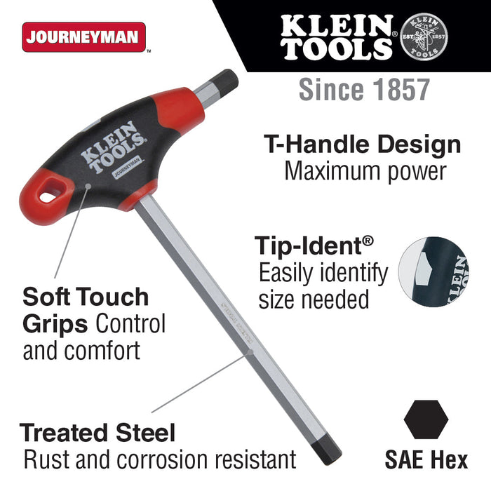Klein Tools JTH4E07 7/64-Inch Hex Key, Journeyman™ T-Handle, 4-Inch - Edmondson Supply