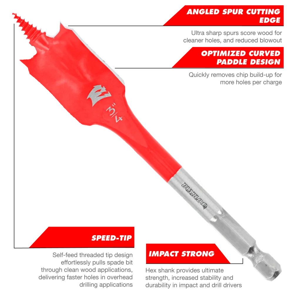 Diablo Tools DSP2050 1/2 in. x 6 in. Spade Bit - Edmondson Supply