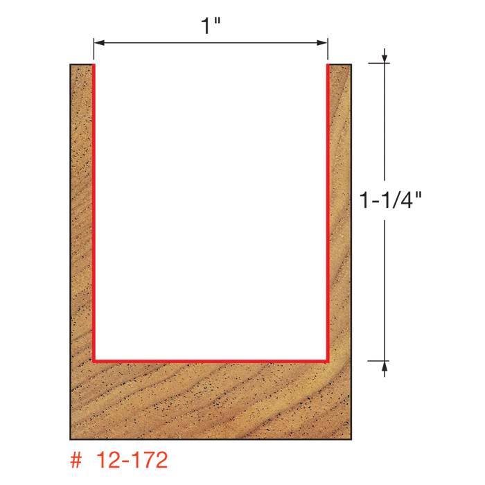 Freud 12-172 1" Double Flute Straight Bit (Carbide Height 1-1/4") - Edmondson Supply