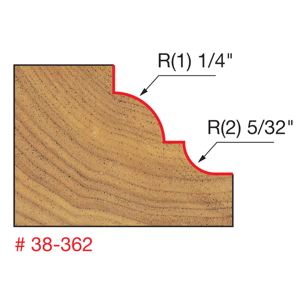 Freud 38-362 1‑1/2" Classical Cove & Bead Bit (Shank Dia. 1/2")