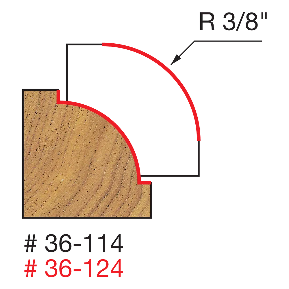 Freud 36-114 3/8" Radius Beading Bit (Shank Dia. 1/4") - Edmondson Supply
