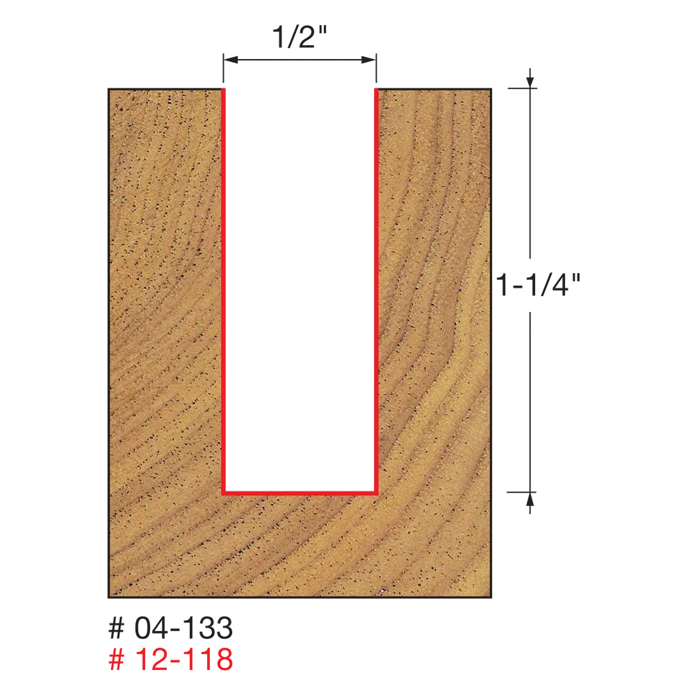 Freud 04-133 1/2" Double Flute Straight Bit - Edmondson Supply
