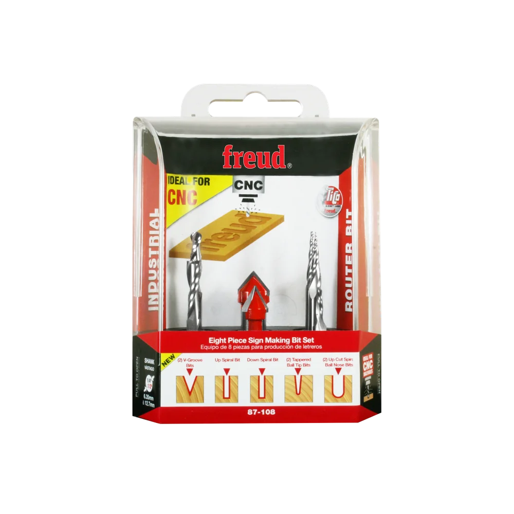Freud 87-108 8 Piece CNC Router Bit Signmaking Set - Edmondson Supply