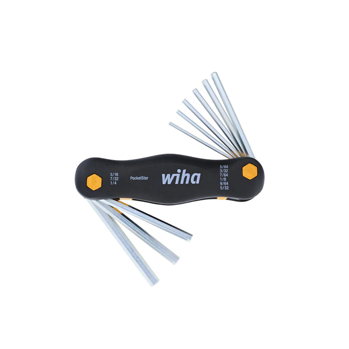 Wiha Tools 35197 9 Piece PocketStar Fold-Out Hex Key Set - SAE