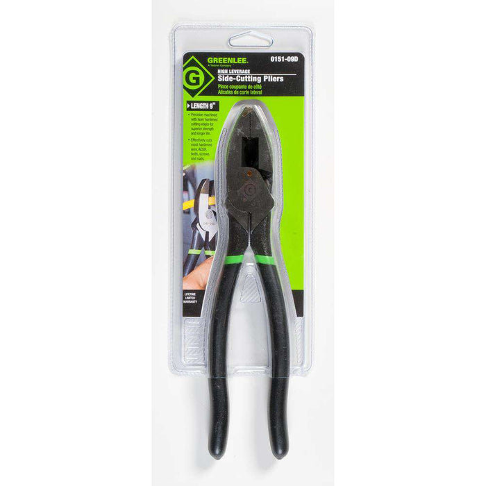 Greenlee 0151-09D 9" High-Leverage Side-Cutting Pliers, Dipped Handle - Edmondson Supply