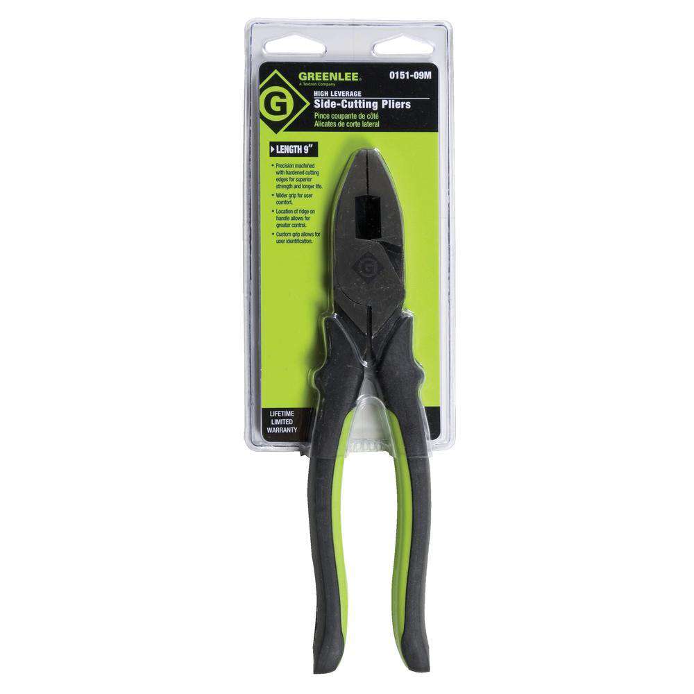Greenlee 0151-09M 9" High-Leverage Side-Cutting Pliers, Molded Handle - Edmondson Supply