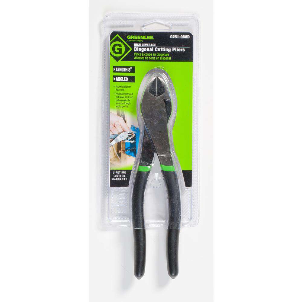 Greenlee 0251-08AD 8" High-Leverage Diagonal Cutting Pliers, Angled - Edmondson Supply