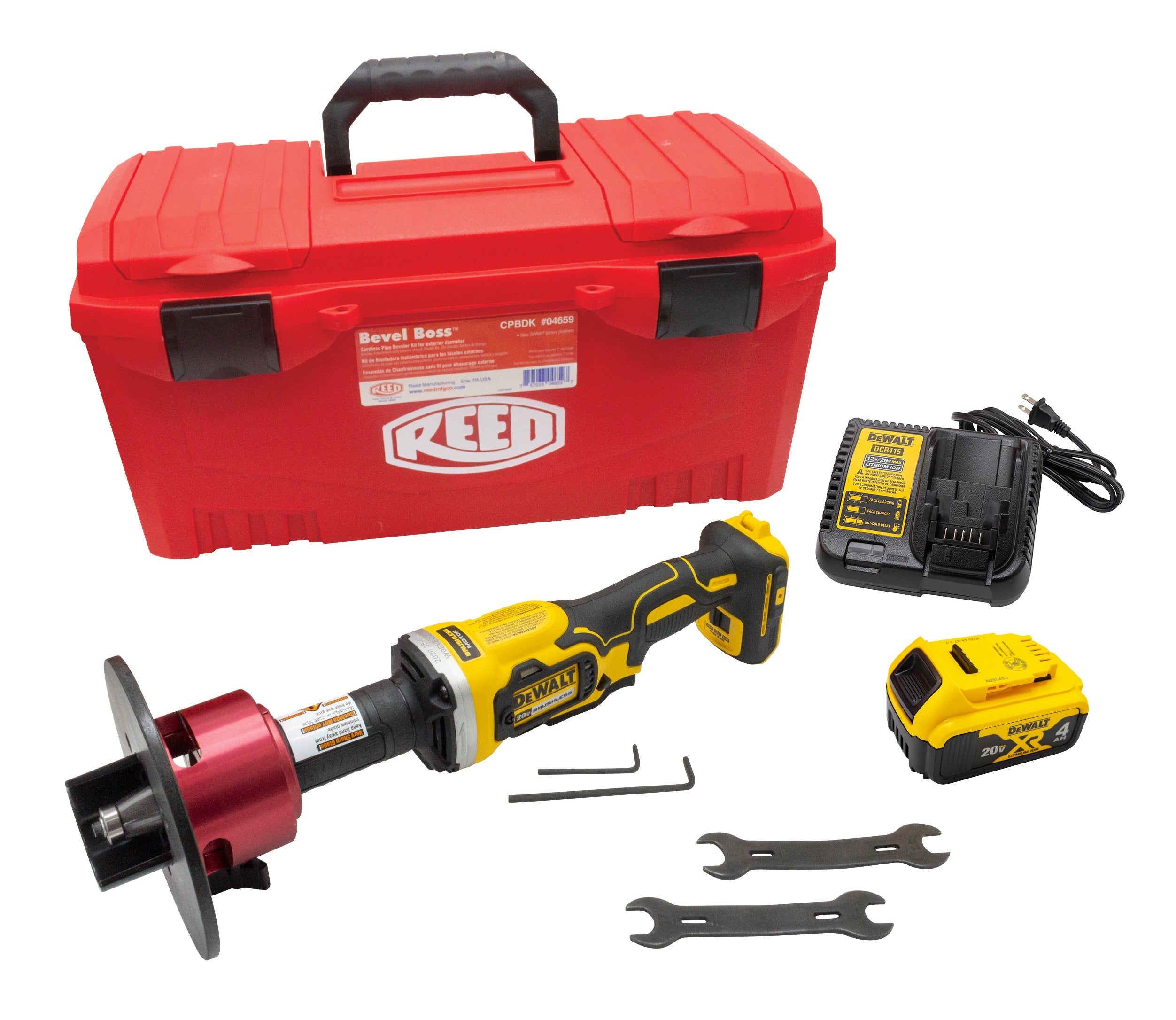 Reed Mfg CPBDK Bevel Boss™ Cordless Pipe Beveler Kit, DeWalt® - Edmondson Supply