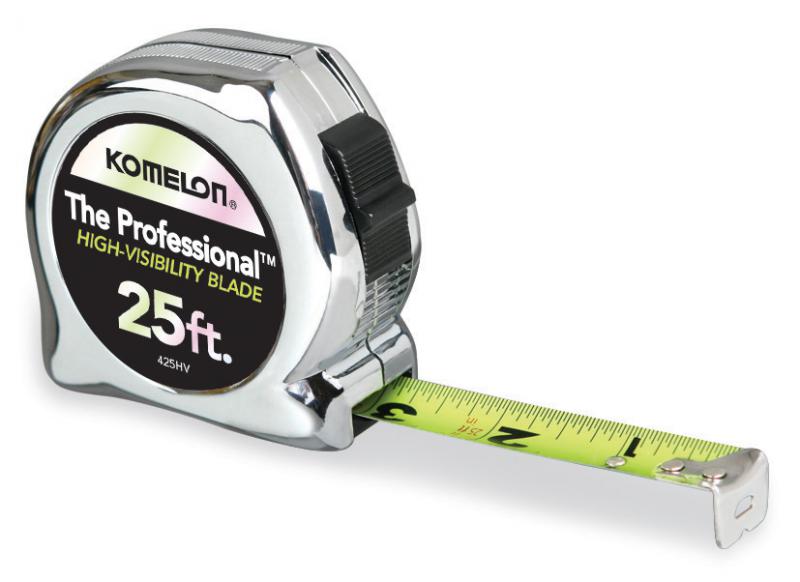 Komelon 425HV 25' x 1" The Professional, Chrome Tape Measure - Edmondson Supply