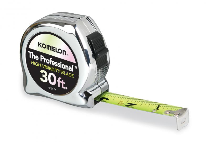 Komelon 430HV 30' x 1" The Professional, Chrome Tape Measure