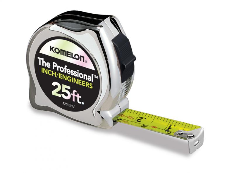 Komelon 425IEHV 25' X 1" The Professional, Chrome Case Engineers Tape Measure - Edmondson Supply