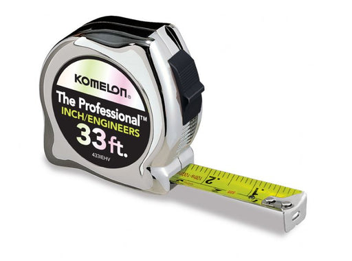 Komelon 433IEHV 33' X 1" The Professional, Chrome Case Engineers Tape Measure - Edmondson Supply