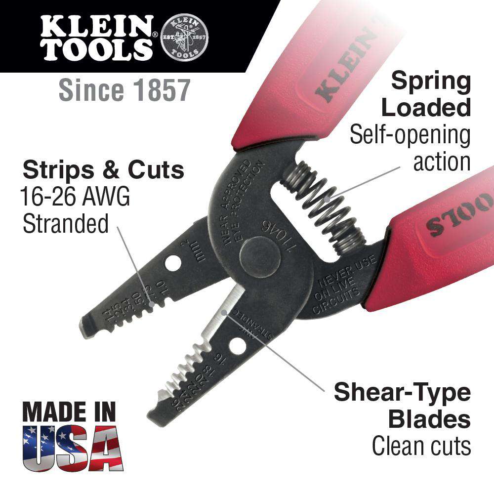 Klein Tools 11046 Wire Stripper/Cutter 16-26 AWG Stranded - Edmondson Supply