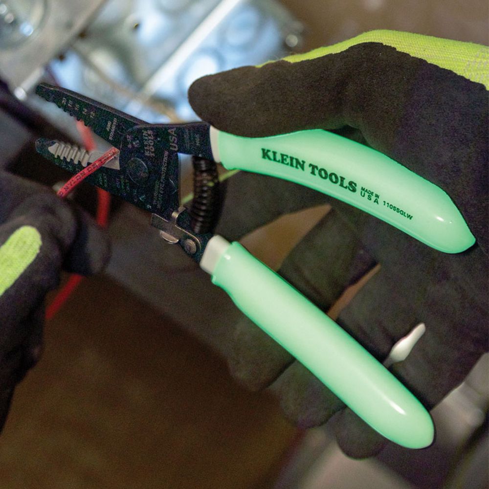Klein Tools 11055GLW High-Visibility Klein-Kurve® Wire Stripper / Cutter - Edmondson Supply 