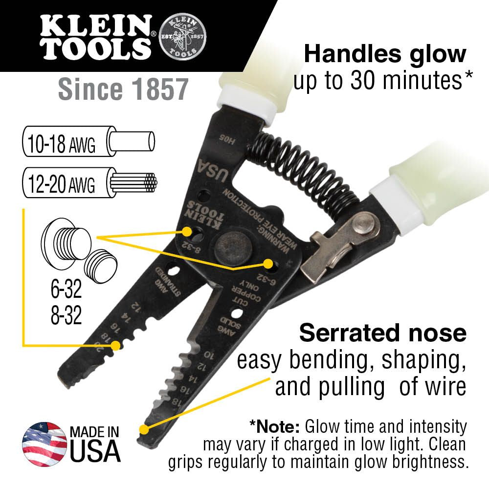 Klein Tools 11055GLW High-Visibility Klein-Kurve® Wire Stripper / Cutter - Edmondson Supply 