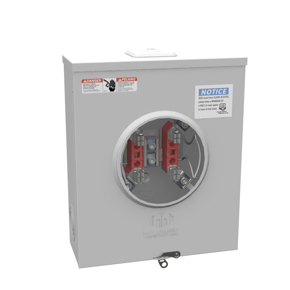 Milbank U7043-XL-TG-KK 200 Amp 4-Terminal, Ringless Meter Socket, OH/UG - Edmondson Supply