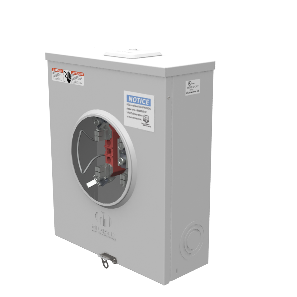 Milbank U7043-XL-TG-KK 200 Amp 4-Terminal, Ringless Meter Socket, OH/UG - Edmondson Supply