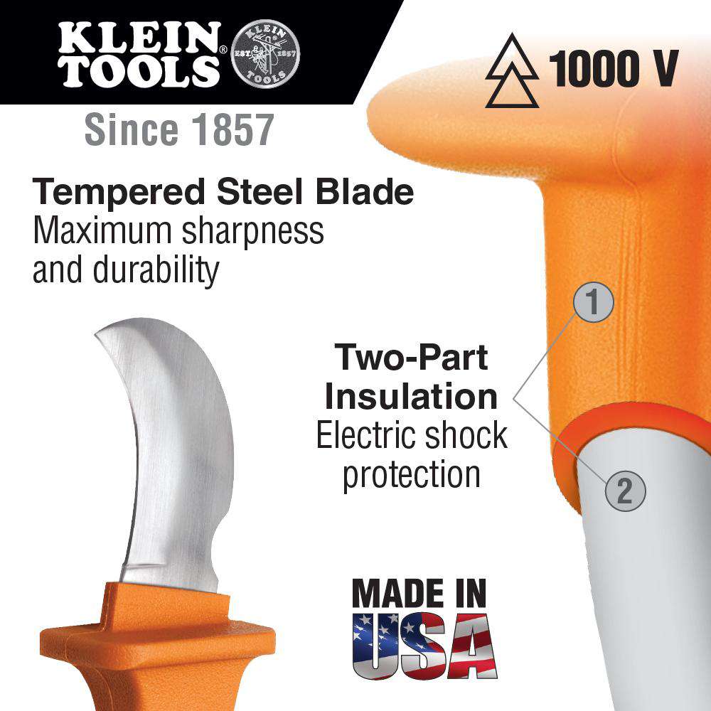 Klein Tools 1571-INS Lineman's Skinning Knife, Insulated - Edmondson Supply