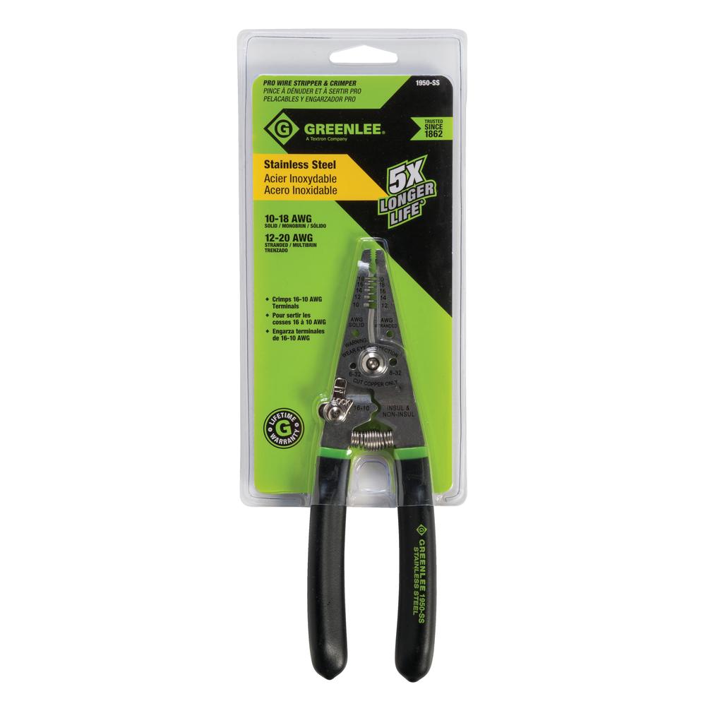 Greenlee 1950-SS Stainless Steel Pro Wire Stripper & Crimper (10-20AWG) - Edmondson Supply