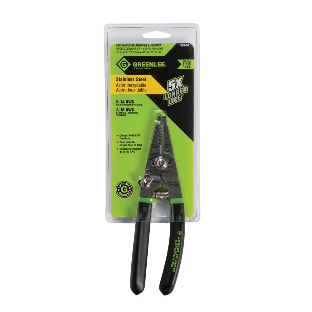 Greenlee 1956-SS Stainless Steel Pro Plus Wire Stripper & Crimper (6-16AWG) - Edmondson Supply