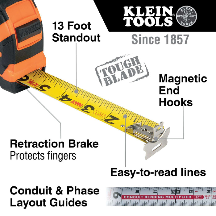 Klein Tools 9216 Tape Measure, 16-Foot Magnetic Double-Hook - Edmondson Supply